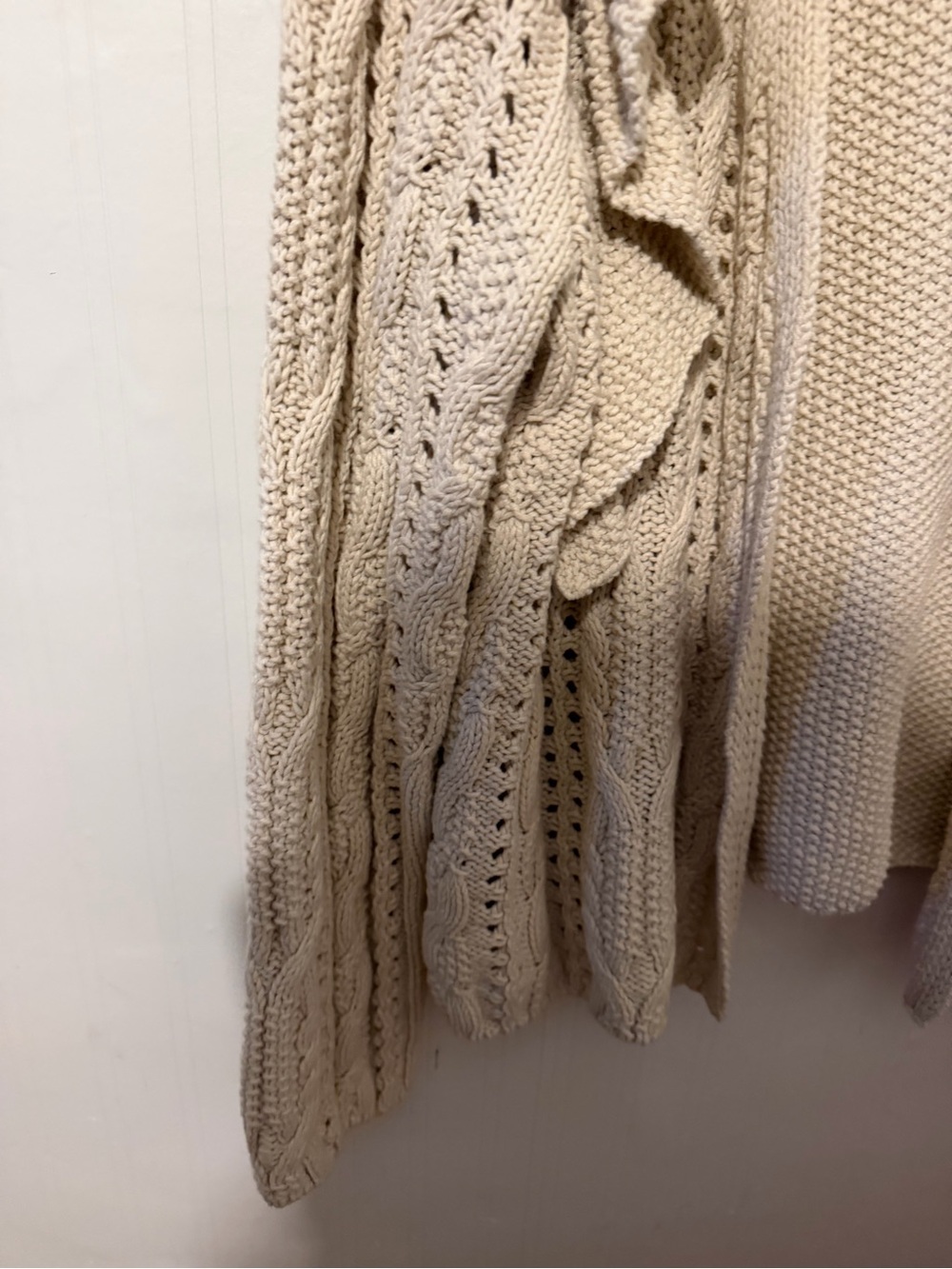 Universal Thread Cream Ruffled Open Front Knit Cardigan - Picture 5 of 5